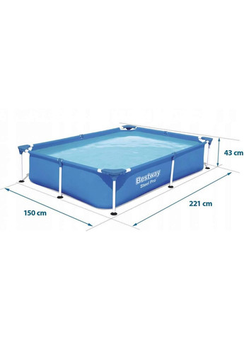 Каркасний басейн 221 x 150 x 43 см 56401 Steel Pro Frame Pool Bestway (342111577)