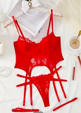 Красный эротический комплект нижнего белья No Brand