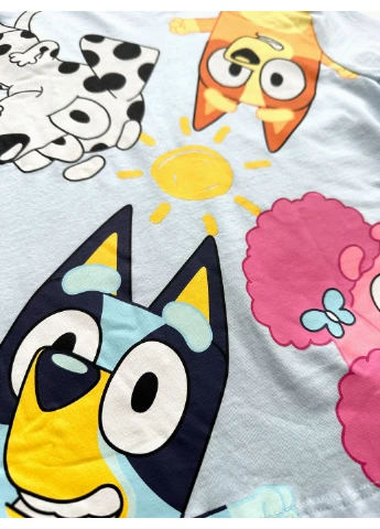 Голубая всесезон пижама (домашний костюм) футболка + шорты bluey голубо-розовая, 4-5 лет, 110см футболка + шорты Primark