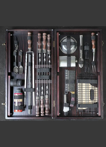 Шампуры для шашлыка "Форсети" в деревянном кейсе из 34 предметов | Нержавеющая сталь Handmade WC-004 (346085186)