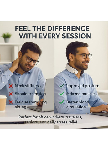 Імпульсний масажер для шиї KANFF PK-718 з 4 головками Four-Head Cervical Massager No Brand (356775902)