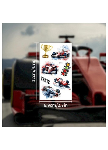 Набір тимчасових татуювань "Гоночні автомобілі" racing-cars-10-01 розмір 12х7 см No Brand (365638545)