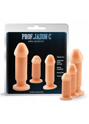 Набор анальных пробок 3 шт анальные фаллоимитаторы разных размеров Anal Dildo Kit телесного цвета Chisa (317747603)