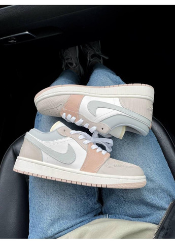 Серые демисезонные кроссовки мужские nike air jordan 1 low beige grey найк аир джордан No Brand