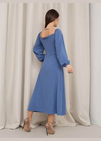 Блакитна повсякденний блакитна приталена сукня з розрізами ISSA PLUS однотонна