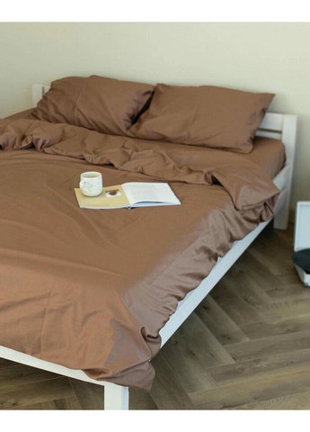 Постельное белье двуспальное Home Сатин Люкс 20897 180х215 см капучино DUSHKA (336328682)