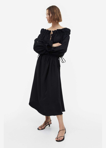 Черное кэжуал платье макси H&M однотонное