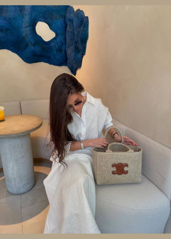 Женский льняной костюм с юбкой и рубашкой Adelante (340917109)