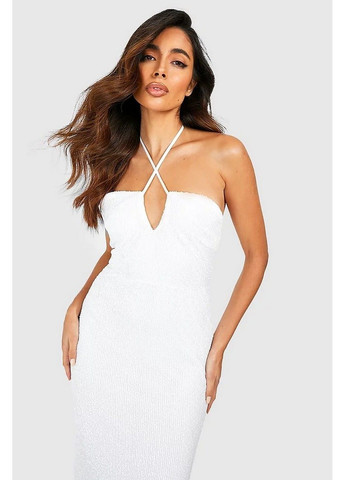 Білий вечірня сукня Boohoo однотонна