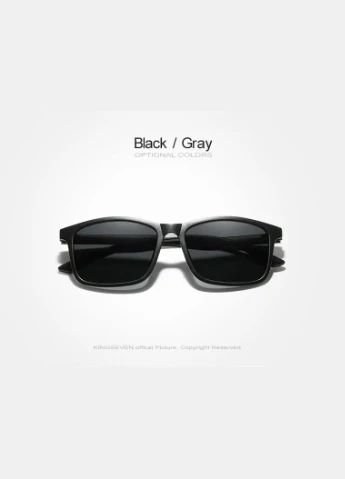 Мужские поляризационные солнцезащитные очки N7361 Black Gray KINGSEVEN (302659763)
