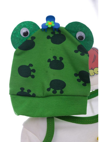 Зеленый комплект боди, ползунки и шапка трикотажный frog зеленый 68 см (42638) BABYKROHA