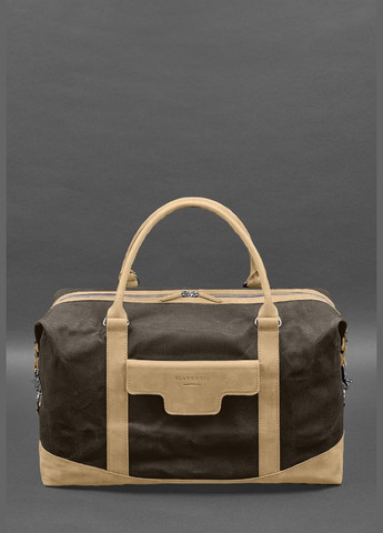 Дорожня сумка з коричневого канвасу та натуральної світло-бежевої шкіри Crazy Horse (A-028856) BlankNote (327874162)