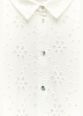 Белое кэжуал платье миди с вышивкой Zara однотонное