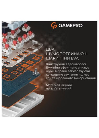 Клавіатура (MK160BL) GAMEPRO Genesis Warden MK160BL Outemu Swithes USB White (358066620)
