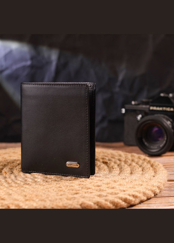 Чоловіче портмоне з натуральної гладкої шкіри 21500 Чорне Canpellini (331906952)