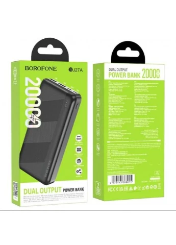 Портативная батарея Power Bank J27A 20000 mAh 2xUSB/1xType-C Черный Borofone (402255670)
