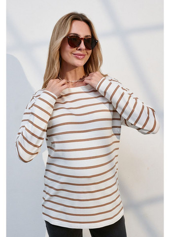 Трикотажний молочний лонгслів для вагітних та годуючих в смужку Юла мама (352539044)