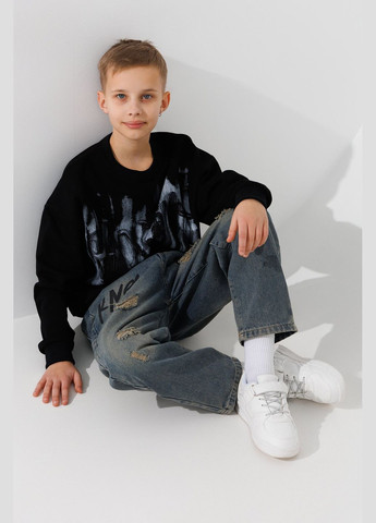 Lizi Kids світшот з візерунком для хлопчика 281 152 см shop (2000990966278) чорний повсякденний бавовна