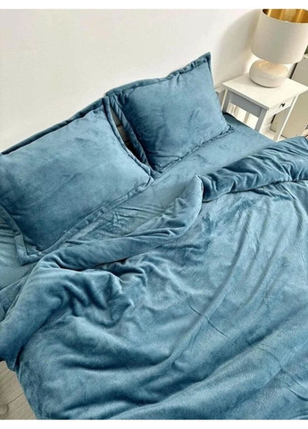 Постельное белье плюшевое двуспальное Home 20825 180х215 см синее DUSHKA (327791655)