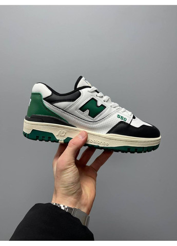 Сірі Осінні кросівки чоловічі new balance 550 white black green нью беланс 550 No Brand