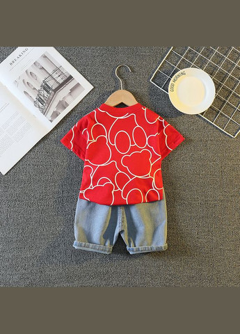 Красный летний яркий стильный костюмчик для мальчика шорты футболка летний с шортами No Brand