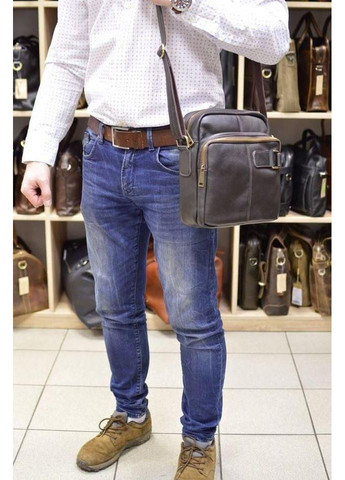 Сумка планшет через плечо мужская из натуральной кожи для телефона и для документов средняя Черный 38013 TARWA (355245411)