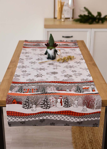 Новогодняя скатертьдорожка (раннер) "Снеговик" 140х47 см Homedec - (363295615)