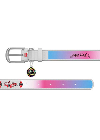 Ошейник для собак кожаный Design с QR паспортом, рисунок "Харли Квинн", Ш 35 мм, Дл 46-59 см, белый WAUDOG (322736596)