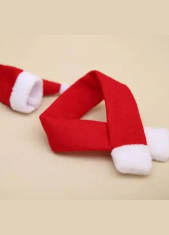 Новорічний одяг на пляшку Шапка та шарф червоно-білий Jannet Прикраса на пляшку (307927262)