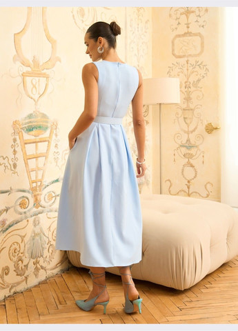 Блакитна святковий розкльошена сукня блакитного кольору з поясом Dressa однотонна