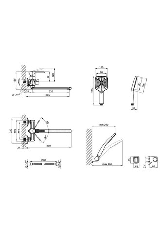 Смеситель для ванны Grand с поворотным изливом (c душевым гарнитуром) QTGRACRM005 Chrome Qtap 005 (346492486)