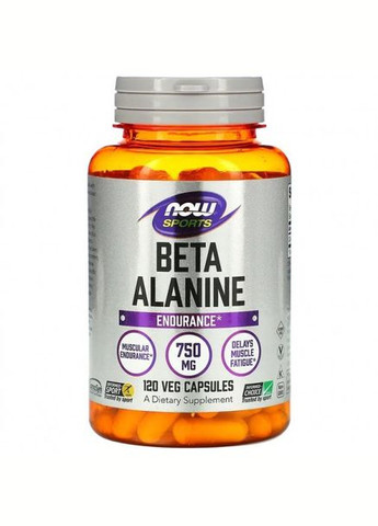 Харчова добавка з бетааланіном Beta-Alanine Now Sports 750 мг (120 капсул) Now Foods (280265840)