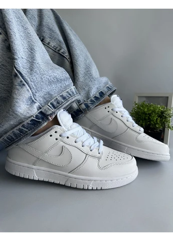 КРОССОВКИ ЖЕНСКИЕ NIKE SB DUNK WHITE НАЙК СБ ДАНК БЕЛЫЕ No Brand белые демисезоны (391957257)