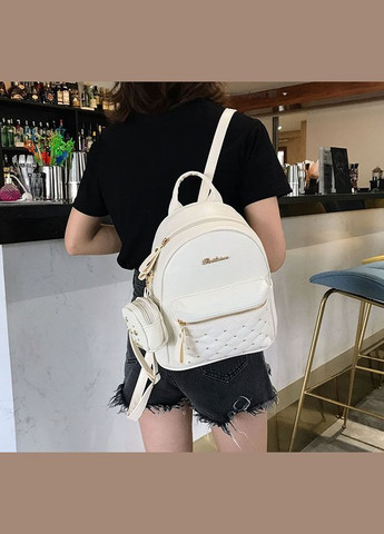 Жіночий рюкзак з брелоком і ключниця гаманець набір 2 в 1 Молочний No Brand (301083334)