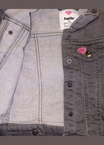 Серая демисезонная джинсовая куртка на кнопках для девочки 328912 Lupilu