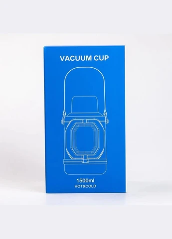 Термос Vacuum Cup 1.5 литра с ремешком и складной ручкой темно-синий HP-14-21BL Yiwu (316589926)