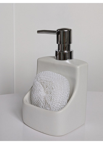 Кухонный дозатор 400мл матовый белый с губкой BonaDi (361125590)