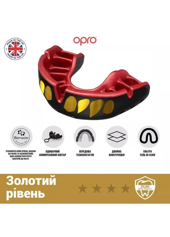 Капа Gold доросла (вік 11+) JAWS Black/Red (art.102504011) Opro (394717634)
