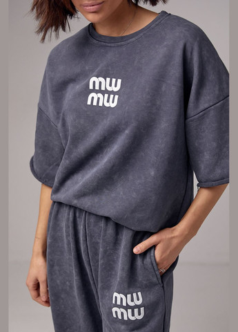 Спортивний костюм в технике тай-дай с принтом Miu Miu - темно-серый Lurex (289060767)
