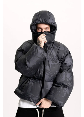 Чорна зимня чоловіча зимова оверсайз куртка "flokk" чорного кольору OGP