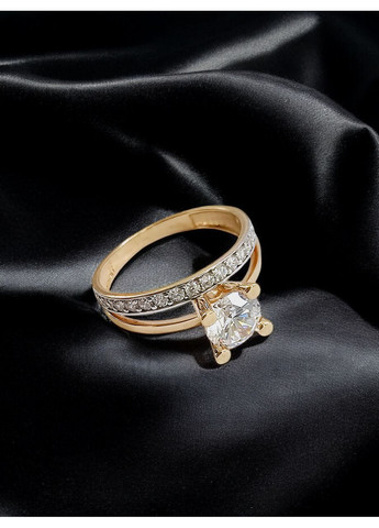 Золота подвійна каблучка з фіанітами (18р.) 140540-к Столична Ювелірна Фабрика (355795871)