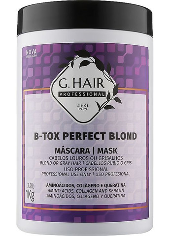 Оттеночный ботокс для восстановления волос G-Hair B-tox Perfect Blond 1000g (905309-68855) Inoar (368654603)