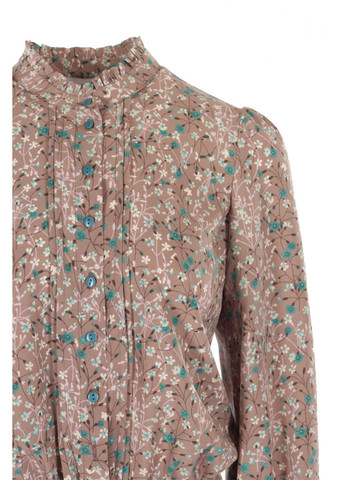 Коричнева повсякденний жіноча сукня з рюшою в квіти (ll194015684) LadyLike