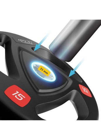 Диск олімпійський 2 x 15 кг 51 мм металевий, прогумований Black (P-5905973401272) 4FIZJO (345647626)