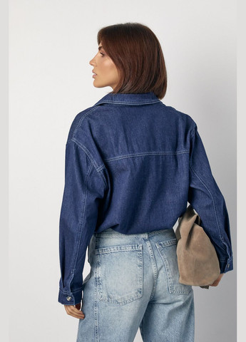 Джинсова сорочка з кишенями на металевих гудзиках Lurex (317211741)