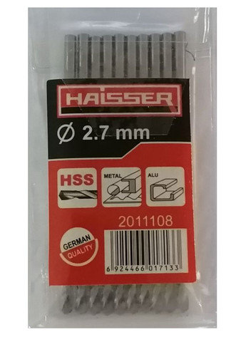 Сверло по металлу 2.7х33х61 мм цилиндрический хвостовик (DIN 338), (HS101029/2011108) 17524 Haisser (292565739)