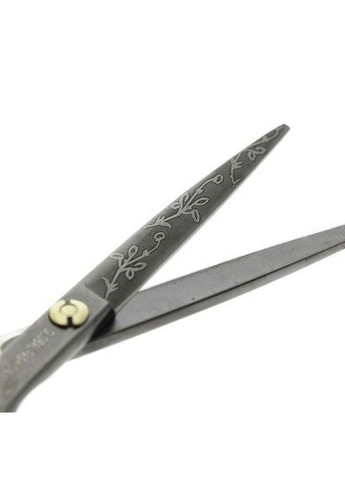 Ножиці перукарські Global преміум чорні з квіточкою Global Fashion (366887645)