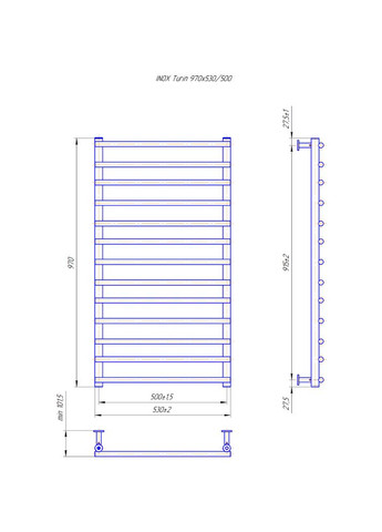 Сушка для рушників INOX Турин 970х530/500 (1.8.044622.P) Mario (370034001)
