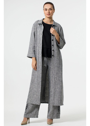 Женские брюки на резинке и завязке расклешенные с вышитой штаниной Мариам. Бежевый, р.42, код 8495/42/133 ГАЛЕРЕЯ ЛЬОНУ (368713744)