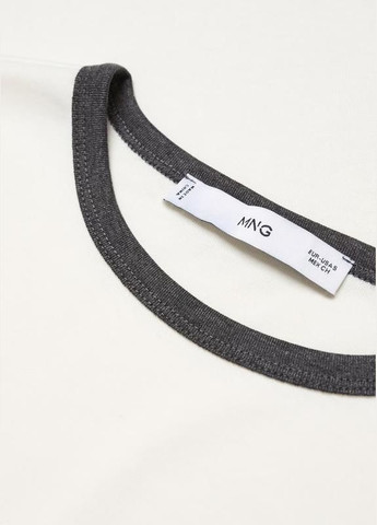 Трикотажна біла футболка з окантовкою базова по фігурі Mango - (329059049)